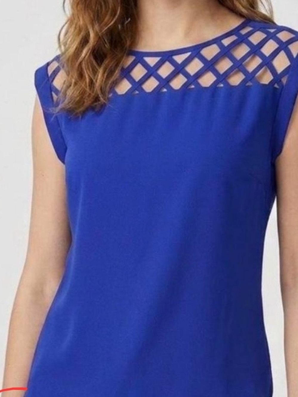 Express Roya Light Blue Cap-Sleeve Blouse